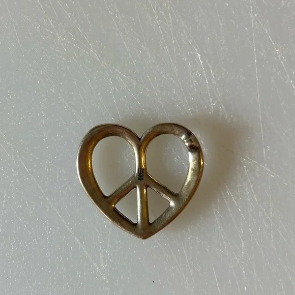 James Avery Sterling Silver Heart Peace Sign Pendant - Picture 2 of 2